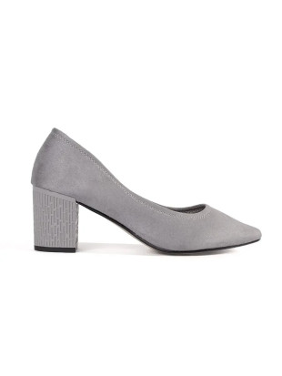 Pantofi eleganți gri din velur ecologic