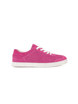 Sneakersi roz cu perforații din piele naturală