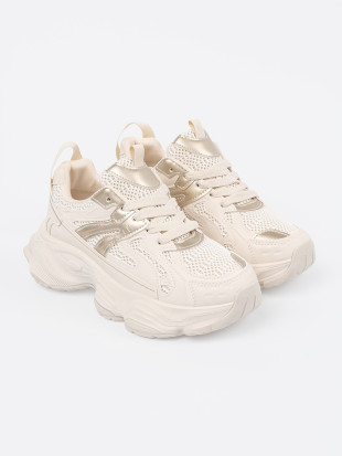 Sneakersi bej deschis cu talpă groasă