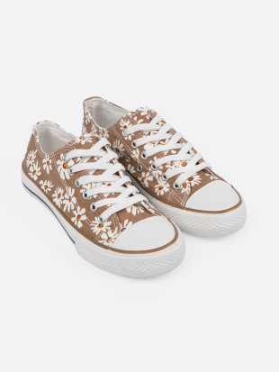 Tenisi bej cu model floral
