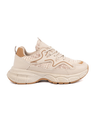 Sneakersi bej deschis pe platformă