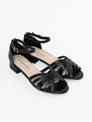 Sandale elegante negre cu toc mic