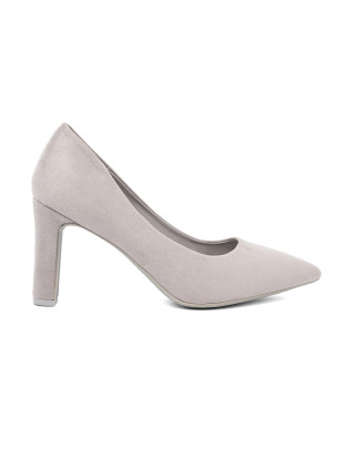 Pantofi stiletto gri din imitație de velur