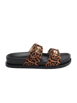 Papuci dama cu imprimeu leopard