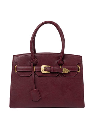 Geantă bordo cu cataramă decorativă de culoare aurie