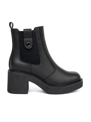 Botine elegante negre cu inserție elastică