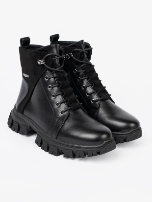 Botine negre cu talpă masivă și fermoar