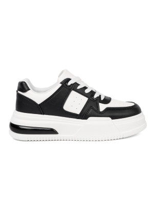Sneakersi stilati alb-negru cu talpă groasă