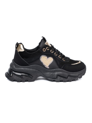 Sneakers negri cu inimă aurie