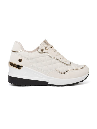 Sneakersi bej cu accente aurii strălucitoare