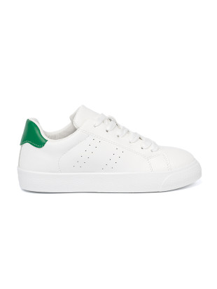Sneakersi clasici albi cu accent verde