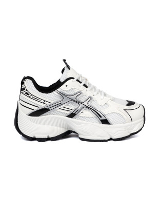 Sneakersi confortabili alb-negru cu plasă
