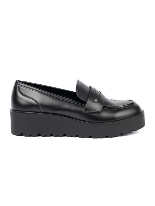 Mocasini eleganți negri cu talpă groasă