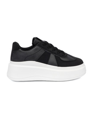 Sneakersi clasici negri cu talpă groasă