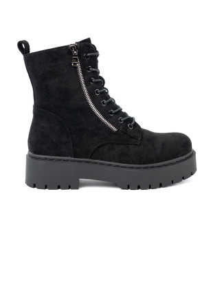 Botine negre cu aspect de velur