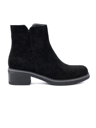 Botine simple negre pe toc confortabil