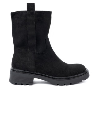 Botine elegante cu talpă groasă neagră