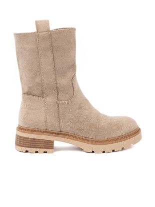 Botine minimaliste bej din suede moale