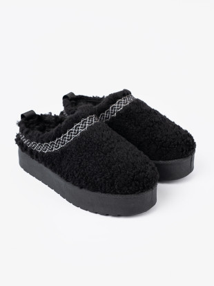 Cizme negre de zăpadă cu broderie decorativă