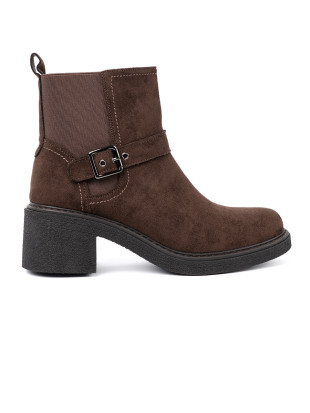 Botine elegante maro cu toc stabil
