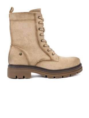 Botine bej din imitație de velur cu talpă robustă