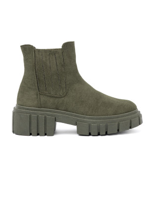 Botine verzi cu inserții elastice