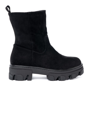 Botine negre cu croi minimalist