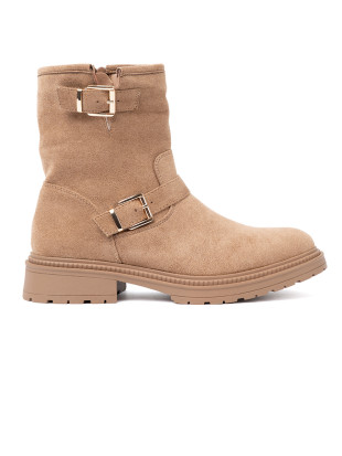 Ghete caramel cu catarame decorative aurii