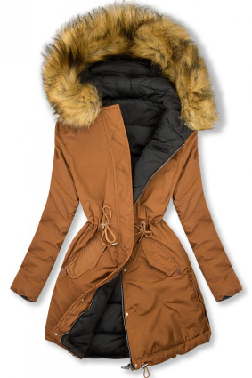 Parka reversibilă potrivită pentru iarnă maro/neagră