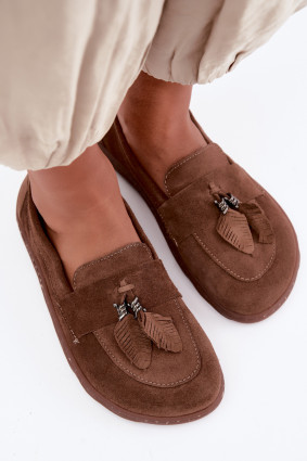 Mocasin barefoot din piele naturală întoarsă, maro