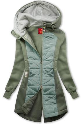 Hanorac verde măslină cu croială prelungită