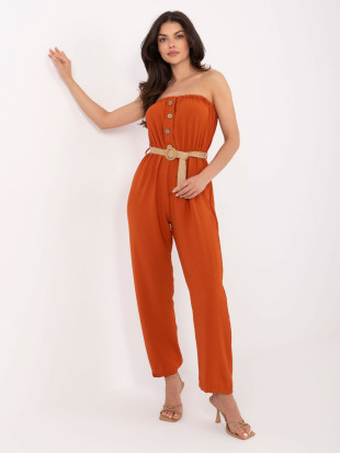 Salopetă portocalie cu curea RUE PARIS