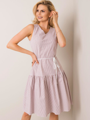 Rochie din in alb-bej