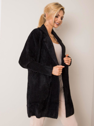 Palton negru din alpaca fluffy
