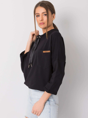 Pulover negru oversize din bumbac