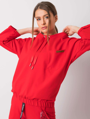 Pulover roșu oversize din bumbac