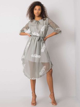 Rochie gri cu motiv floral