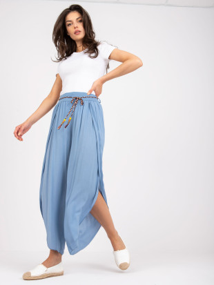 Pantaloni eleganți albaștri cu talie înaltă