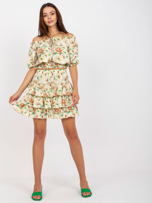 Compleu galben deschis cu model floral