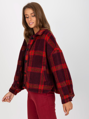 Cămașă damă bordo cu model în carouri