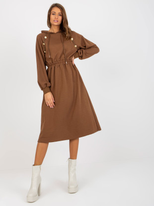 Rochie maro din bumbac cu glugă