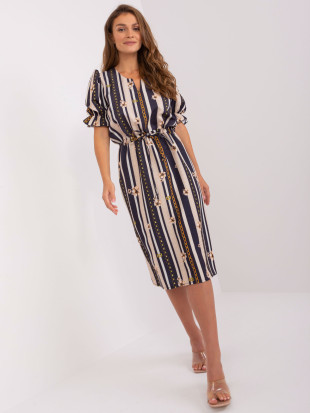 Rochie albastră cu imprimeu și mâneci bufante