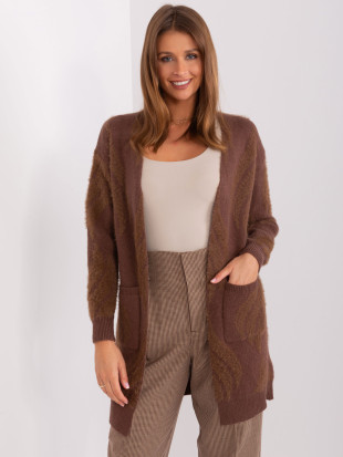 Cardigan maro pentru femei cu buzunare