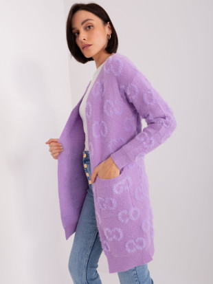 Cardigan violet cu buzunare