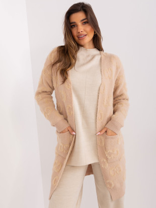 Cardigan bej cu buzunare