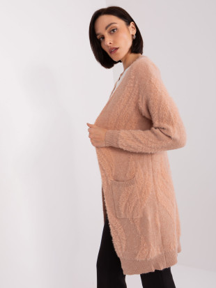 Cardigan în culoare piersică cu buzunare