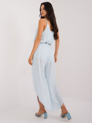 Pantaloni eleganți albaștri cu talie înaltă