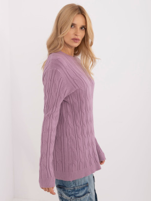 Pulover violet cu mâneci lungi