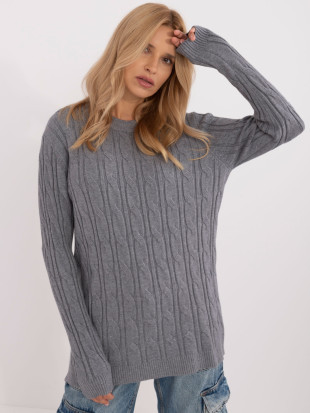 Pulover gri elegant cu mâneci lungi