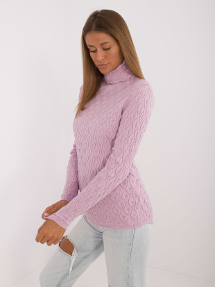 Pulover elegant violet cu guler